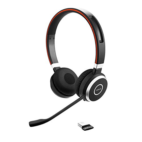 Jabra Evolve 65 - Auriculares Inalámbricos Estéreo Certificados por Microsoft con Batería de Larga Duración, Adaptador Bluetooth USB, Negro