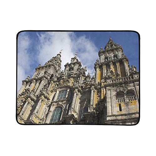 JEOLVP Catedral Santiago De Compostela Estera de Manta portátil y Plegable de 60x78 Pulgadas Estera práctica para Acampar Playa de Picnic Viaje al Aire Libre en el Interior