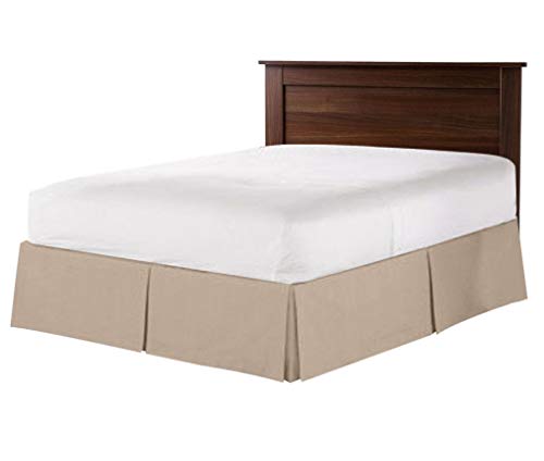 Juego de cama de algodón egipcio de 550 hilos, 1 falda de cama de 46 cm, color gris topo, liso