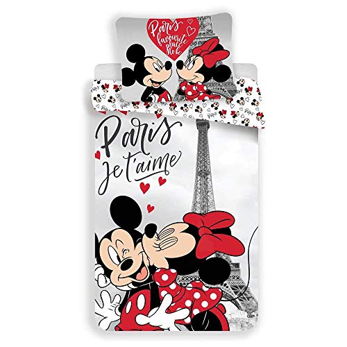 Juego de funda de edredón de Minnie y Mickey Mouse Paris Place To Be 100% algodón