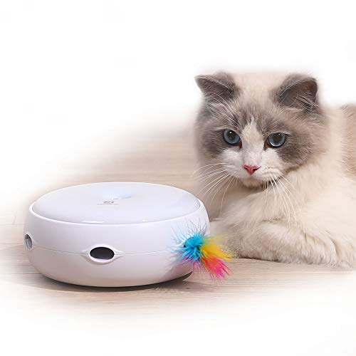 Juguetes para Gatos Automatico con 2 Plumas Desmontables Cat Toys 3 Modos Juegos para Gatos Interactivos Mantén ágil Satisface el Instinto de Caza Agrega Diversión