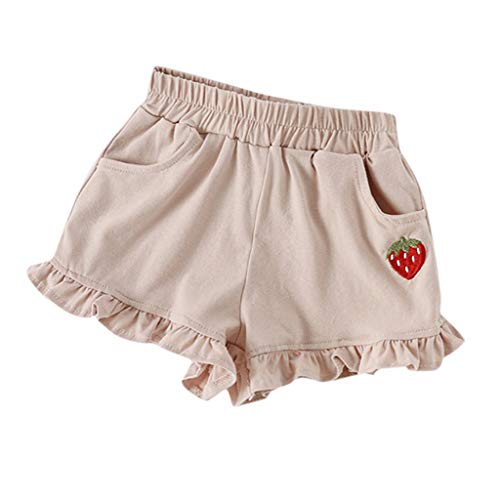 Julhold Pantalones cortos de verano para bebé Candy de color algodón con diseño de hojas de loto, elásticos en la cintura, para 1 – 6 años Rosa 12-18 Meses