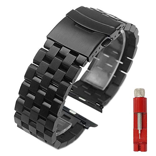 Juntan Correa de reloj de acero inoxidable compatible con Apple Watch, de moda, para mujer, de metal, de repuesto, para iWatch Serie 6, 5, 4, 3, 2, 1 SE Sport (42 mm/44 mm, dos tonos plateados)