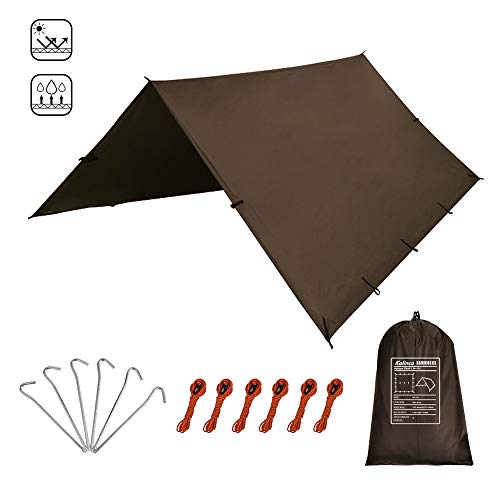 KALINCO Lona para tienda de campaña para hamaca, protección contra la lluvia, toldo para camping, impermeable, anti UV (marrón 3 x 3 m)