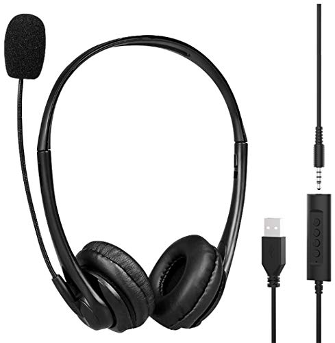 KKshop Auriculares Micrófono PC, Auriculares Telefono USB/3.5mm Cancelación de Ruido & Sonido estéreo Claro Cascos Business para Skype Softphone Centros de Llamadas Cursos Online KKshop Auriculares Micrófono PC, Auriculares Telefono USB/3.5mm Cancelación de Ruido & Sonido estéreo Claro Cascos Business para Skype Softphone Centros de Llamadas Cursos Online