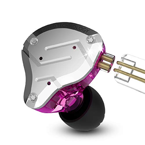 KZ ZS10 Pro IEM Auriculares de Diadema 4 Balanceados Armadura y 1 Dinámica de 5 Controladores 4BA 1DD Auriculares Hibridos(Púrpura no mic)