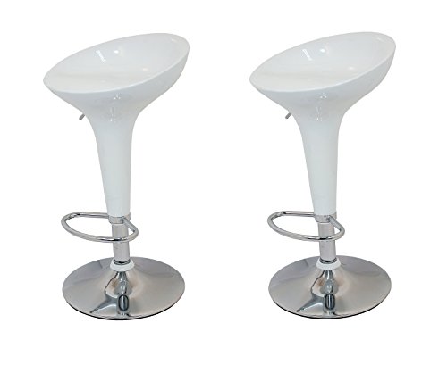 La Silla Española - Pack de Dos Taburetes Estilo Rex en PVC Color Blanco, Regulable en Altura 44x40x87 cm, 2 Unidades La Silla Española - Pack de Dos Taburetes Estilo Rex en PVC Color Blanco, Regulable en Altura 44x40x87 cm, 2 Unidades
