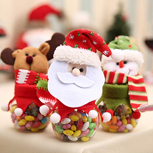 LbojailiAi Christmas Biscuit Container Snowman Santa Cloth Doll Round Candy Storage Box Jar para Niños Anciano