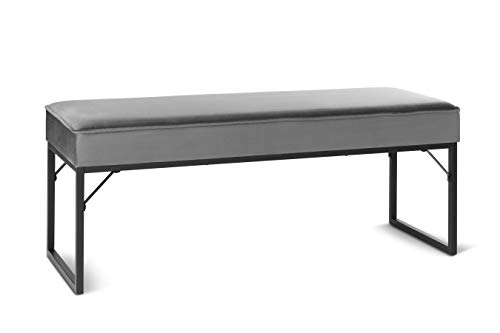 LIFA LIVING Taburete Gris de pie de Cama, Banco de Interior de Acolchado y tapizado, Forrado en Terciopelo, 120 x 40 x 45 cm