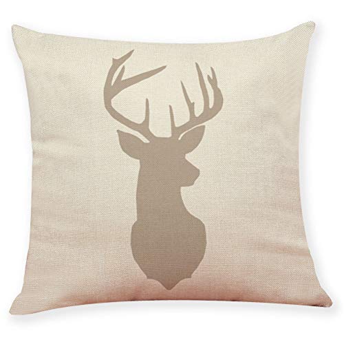 Lihan Navidad Series Funda de Almohada Fundas de cojín Almohada Cuadrado decoración navideña Regalo para sofás Dormitorio Auto Throw Reno Rudolph Duende Elk, Cabeza de Ciervo 6 45 * 45cm