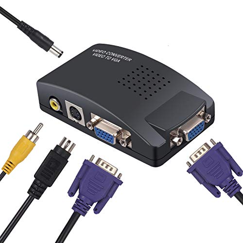 LiNKFOR Convertidor VGA S-Video RCA Compuesto AV a VGA Adaptador S-Video a VGA con Cable AV VGA S-Video Soporta 1080p PAL/NTSC para CCTV DVR PC Portátil a Monitor Proyector