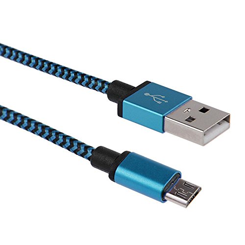Liquidación -Vimoli Micro USB Cable Nylon Trenzado Duradero USB Carga y Cargador de Sincronización de Datos Fácil de Usar para Todos los Dispositivos Micro USB -1 Metro (Azul)
