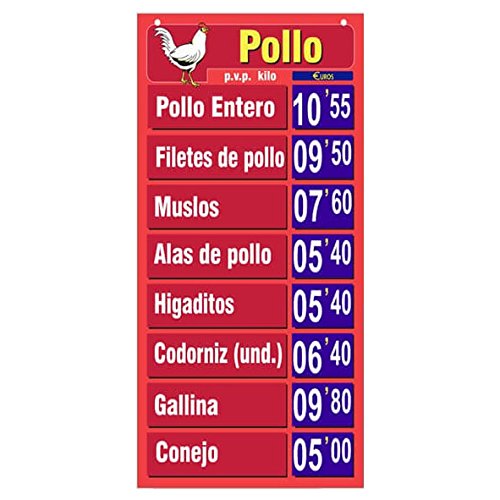 Lista Oficial de Precios para Pollo/Cartel Porta Precios Pollo