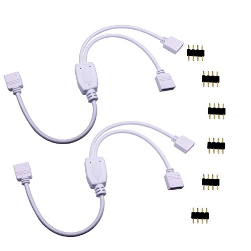 LitaElek Cable Divisor LED de 4 pines Conector de Tira LED Divisor de 2 Vías Y Splitter LED Para SMD 5050 3528 2835 RGB LED luces de tira Con 6x Conectores de 4 pines -30cm (1 a 2 cable de divisor, 2pcs) LitaElek Cable Divisor LED de 4 pines Conector de Tira LED Divisor de 2 Vías Y Splitter LED Para SMD 5050 3528 2835 RGB LED luces de tira Con 6x Conectores de 4 pines -30cm (1 a 2 cable de divisor, 2pcs)