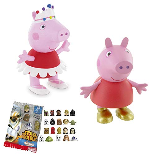 Lote 2 Figuras Comansi Peppa Pig - Peppa Bailarina - Peppa Botas de Oro + Regalo
