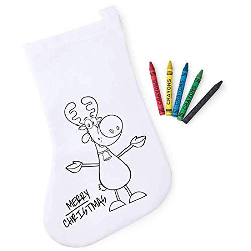 Lote de 30 Calcetines Infantiles Navidad para Colorear con 5 Ceras Incluidas - Bolsas para Pintar y Colorear Infantiles Navideñas Papa Noel - Regalos Originales Navidad Niños