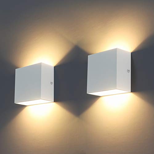 Luces de pared LED, 2 piezas de pared, lavado moderno interior, iluminación 6W LED aplique de pared 3000K Lámpara de pared arriba y abajo para sala de estar, dormitorio, pasillo