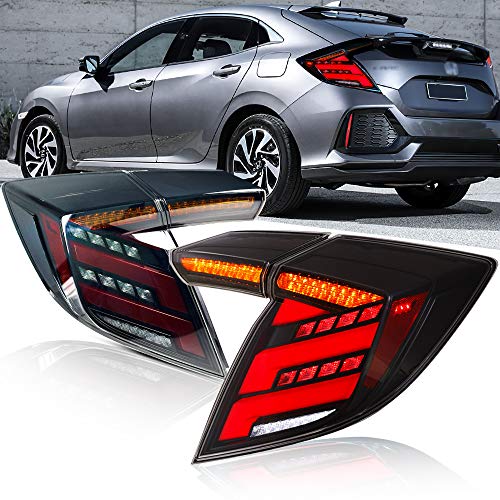 Luces Traseras LED para Honda Civic Hatchback/Type R FK7 FK8 [2017-2020] Luz Trasera, Luz Trasera con Indicador de Señal de Giro Secuencial (Negro1)