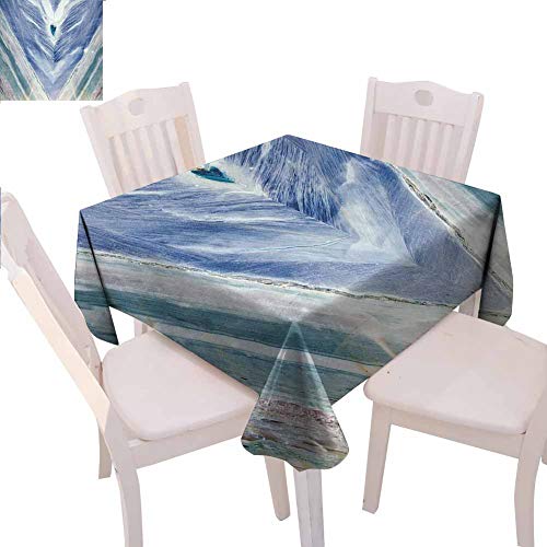 Mantel cuadrado de mármol impreso de piedra de ónix estilo tribal con elementos de color ágata patrón auténtico evita arañazos en la mesa, 137 x 137 cm, color azul oscuro, gris claro
