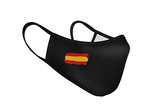 Mascarilla de Tela Homologada Reutilizable Bandera de España - Negra