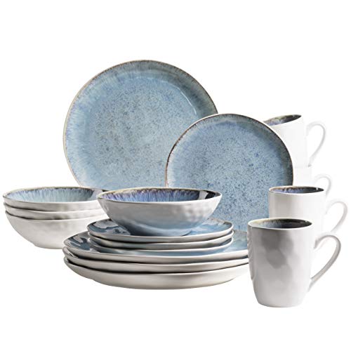 MÄSER 931857 Serie Frozen - Vajilla de cerámica para 4 personas (16 piezas, cerámica), color azul