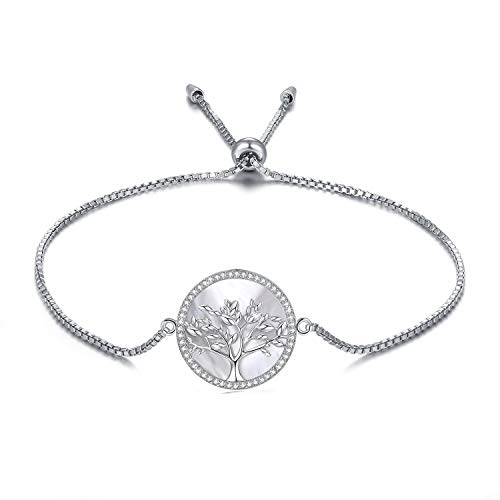 MEGA CREATIVE JEWELRY Pulseras Árbol de la Vida Nácar para Mujer Plata 925 con Cristales MEGA CREATIVE JEWELRY Pulseras Árbol de la Vida Nácar para Mujer Plata 925 con Cristales