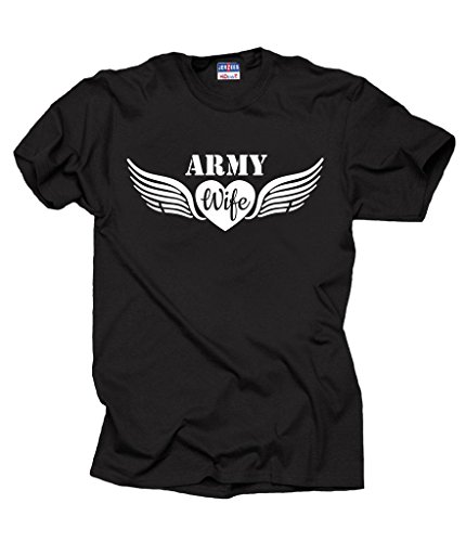 Milky Way Tshirts Esposa del ejército de la Camiseta de la Mujer Clásica del Regalo para la Esposa de Soldado Small Negro