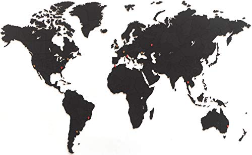 MiMi Innovations - Puzzle de madera de lujo World Map True Puzzle 150 x 90 cm - Negro MiMi Innovations - Puzzle de madera de lujo World Map True Puzzle 150 x 90 cm - Negro