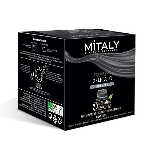 MITALY - CÁPSULAS COMPOSTABLES - Caja de 20 cápsulas Compatible con máquinas de café Caffitaly/Tchibo®* - Espresso Delicato