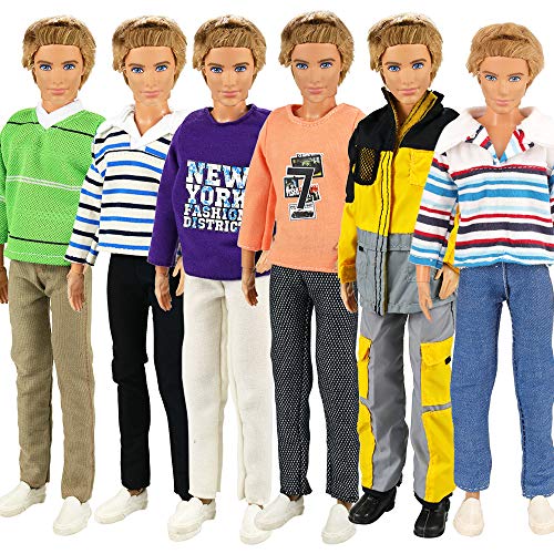 Miunana 3x Traje de Ropa Fashion con Camisa de Manga Larga + Pantalones Vestir Casual para Novio Príncipe 12 Pulgadas Muñeco - Selección Aleatoria