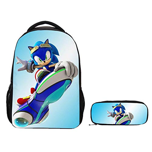 Mochila Sonic 2 uds nuevo conjunto de mochila escolar de dibujos animados Sonic Shadow para niños niñas adolescentes mochila para portátil chico bandolera estuche para lápices niños
