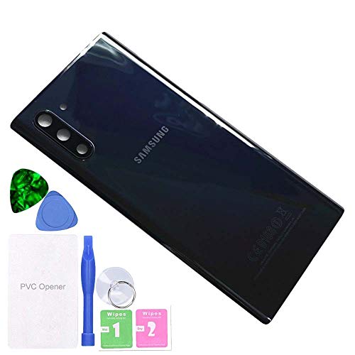 MovTEK Tapa Trasera Cristal Trasero Original para Samsung Galaxy Note 10 N970F con Lente de Camara y Kit de Herramientas - Negro