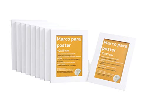 Nacnic Set de 10 Marcos Blancos para Fotos, Posters, láminas, Diplomas. Tamaño(10x15 cm).Robustos de MDF y Frontal de plexiglas.Marcos Blancos para Colgar Nacnic Set de 10 Marcos Blancos para Fotos, Posters, láminas, Diplomas. Tamaño(10x15 cm).Robustos de MDF y Frontal de plexiglas.Marcos Blancos para Colgar