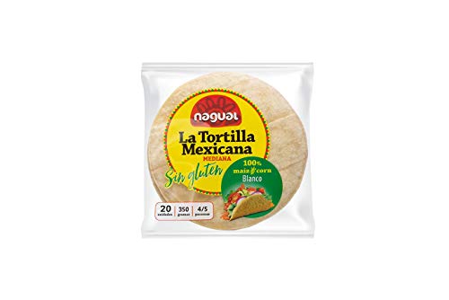 Nagual Tortillas de Maíz Blanco Nixtamalizado, para veganos y celiacos - Pack de 20 tortillas de 12 cm