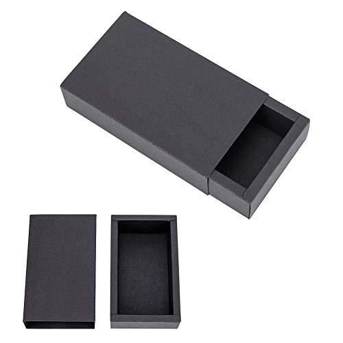 NBEADS Caja de Papel Pequeña, 10 Caja de Cartón Negra de Cajón de Pc para Almacenamiento de Manualidades de Bricolaje, Negro, 15X8X4 Cm