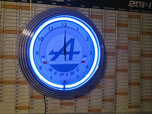 Neon reloj – RENAULT Alpine Garage – Neon Azul – Taller Reloj de pared – Neon Reklame – Estados Unidos 50 's Style