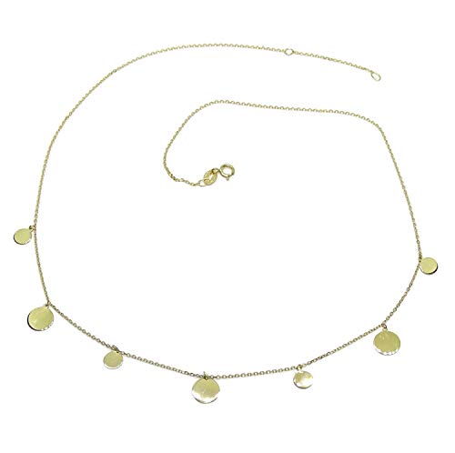 Never Say Never Collar de Moda de Oro Amarillo de 18k con Cadena Forzada y 7 círculos de Oro de 5 y 7mm de diámetro, 45cm de Largo. Gargantilla Ideal Mujer. 2.05gr de Oro de 18k Never Say Never Collar de Moda de Oro Amarillo de 18k con Cadena Forzada y 7 círculos de Oro de 5 y 7mm de diámetro, 45cm de Largo. Gargantilla Ideal Mujer. 2.05gr de Oro de 18k