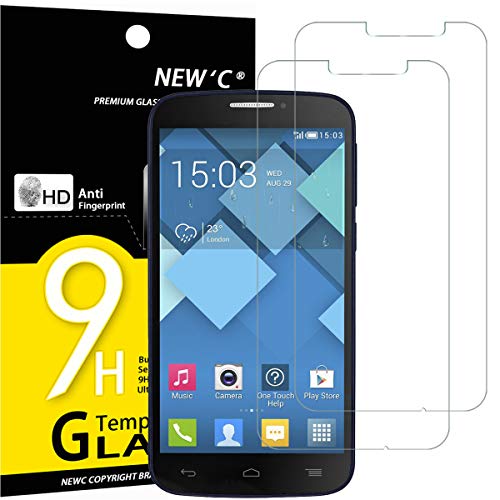 NEW'C 2 Unidades, Protector de Pantalla para Alcatel One Touch Pop C7, Antiarañazos, Antihuellas, Sin Burbujas, Dureza 9H, 0.33 mm Ultra Transparente, Vidrio Templado Ultra Resistente