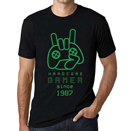 One in the City Hombre Camiseta Vintage T-Shirt Gráfico Hardcore Gamer Since 1987 Cumpleaños de 34 años Negro Profundo