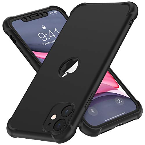 ORETECH Funda Compatible con iPhone 11, con 2 x Protector de Pantalla de Vidrio Cristal Templado Carcasa para iPhone 11 Silicona Ligera Delgado PC TPU Bumper Rubber Caso para iPhone 11 Negro 6.1