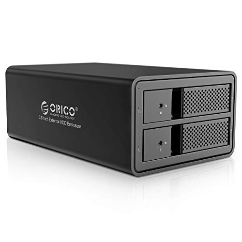 ORICO Caja de 2 bahías USB 3.0 a SATA HDD Externa para 3.5"HDD Soporte 32TB (2X 16TB) Caja de aleación de Aluminio Raid Admite Almacenamiento en Modo Raid