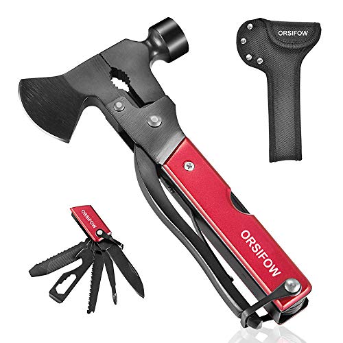 ORSIFOW Herramienta Multiuso, 18 in 1 Inoxidable Hacha Supervivencia con Martillo Alicates Cuchillo Destornillador Abrebotellas, kit Supervivencia para Acampada Senderismo y Emergencias ORSIFOW Herramienta Multiuso, 18 in 1 Inoxidable Hacha Supervivencia con Martillo Alicates Cuchillo Destornillador Abrebotellas, kit Supervivencia para Acampada Senderismo y Emergencias