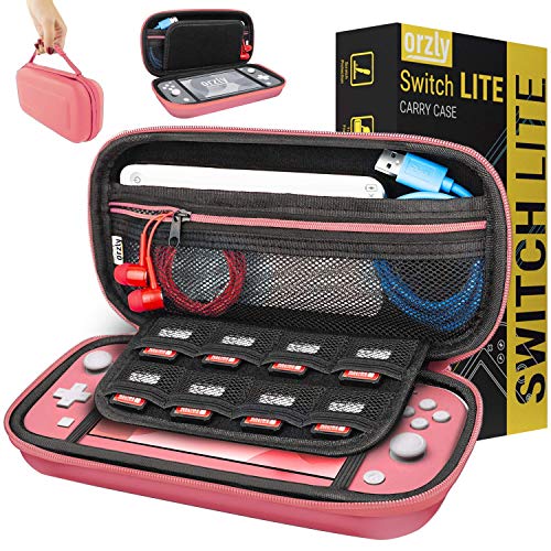 Orzly Funda de Transporte para Nintendo Switch Lite, Protectora Funda Dura de Viaje para Llevar la Consola Nintendo Switch Lite (2019) y Sus Accesorios (Coral)