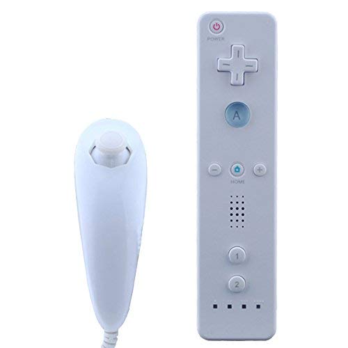 OSTENT El sensor de movimiento del mando a distancia con cable Nunchuck + Combo compatible para la consola Nintendo Wii Color Blanco