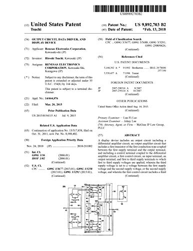 Output circuit, data driver, and display device: United States Patent 9892703 (English Edition)