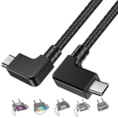 O'woda Micro USB al Cable de Datos Tipo C Conector Micro USB inverso Trenzado de Nylon de 29cm para dji Mavic Mini / Pro / Spark a Tipo C Celular / Tableta (Negro)