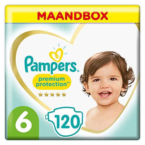 Pampers - Protección Premium - Pañales Tamaño 6 (13 + kg) - Paquete de 1 mes (x120 pañales)