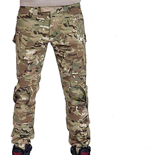 Pantalones de combate para hombres tipo uniforme BDU (Uniforme de battalla) con rodilleras Multicam MC para ejército militar, Airsoft y Paintball., camuflaje