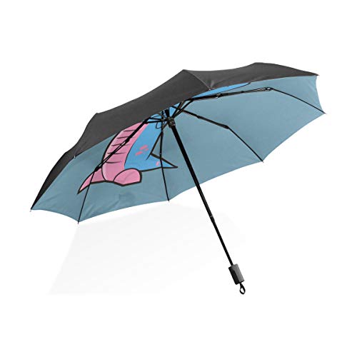 Paraguas Personalizar 3 Pliegues Monstruo Lindo a Prueba de Viento Ligero Anti-UV