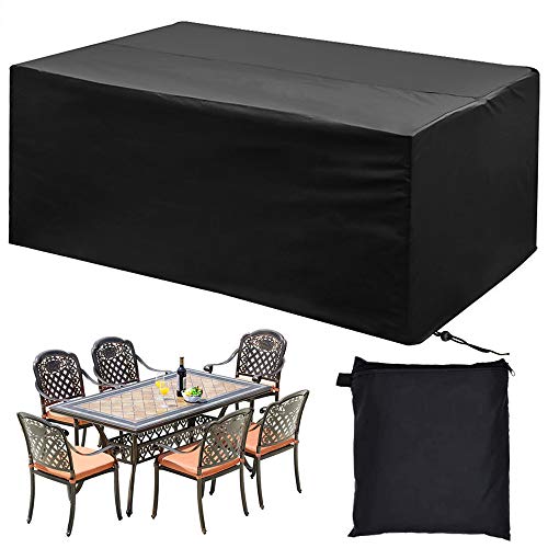 phixilin Funda para Mesa Jardin, Cubierta de Muebles de Jardín Impermeable 210T Poliéster Resistente al Polvo Anti-UV Funda Protectora para Muebles de jardín - Negro (200 * 160 * 70)